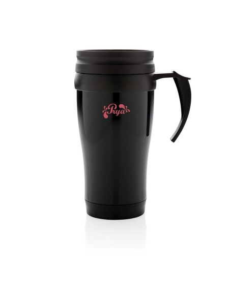 Vaso de acero inoxidable Portsmouth doble capa, interior PP, con asa y base suave de ABS 350ml PERSONALIZABLE