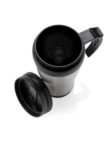 Vaso de acero inoxidable Portsmouth doble capa, interior PP, con asa y base suave de ABS 350ml PERSONALIZABLE