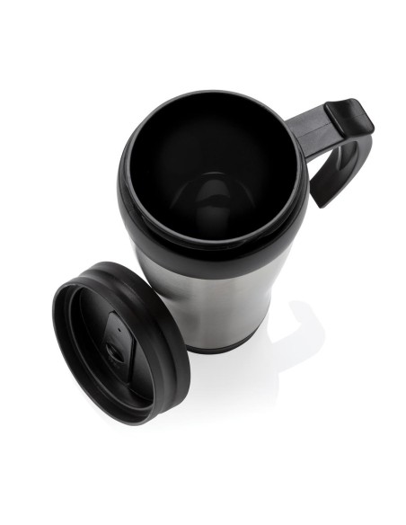 Vaso de acero inoxidable Portsmouth doble capa, interior PP, con asa y base suave de ABS 350ml PERSONALIZABLE