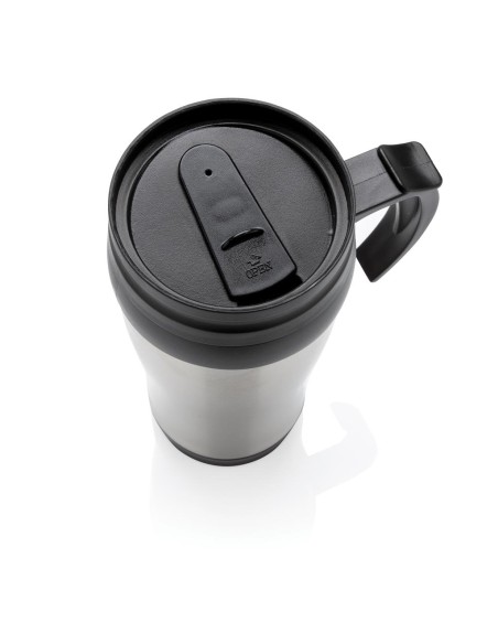 Vaso de acero inoxidable Portsmouth doble capa, interior PP, con asa y base suave de ABS 350ml PERSONALIZABLE