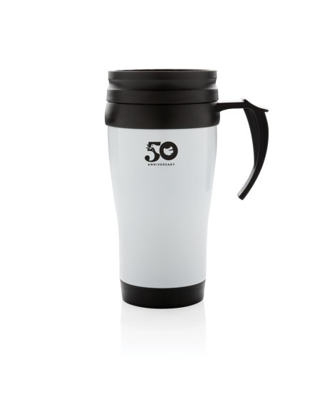 Vaso de acero inoxidable Portsmouth doble capa, interior PP, con asa y base suave de ABS 350ml PERSONALIZABLE