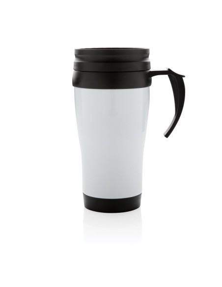 Vaso de acero inoxidable Portsmouth doble capa, interior PP, con asa y base suave de ABS 350ml PERSONALIZABLE