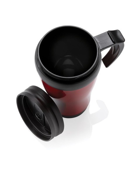 Vaso de acero inoxidable Portsmouth doble capa, interior PP, con asa y base suave de ABS 350ml PERSONALIZABLE