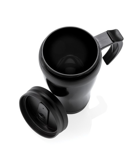 Vaso de acero inoxidable Portsmouth doble capa, interior PP, con asa y base suave de ABS 350ml PERSONALIZABLE