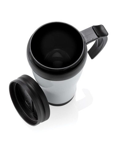 Vaso de acero inoxidable Portsmouth doble capa, interior PP, con asa y base suave de ABS 350ml PERSONALIZABLE