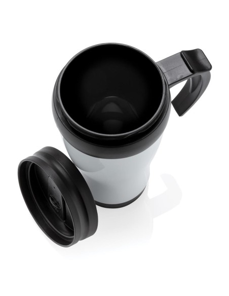 Vaso de acero inoxidable Portsmouth doble capa, interior PP, con asa y base suave de ABS 350ml PERSONALIZABLE
