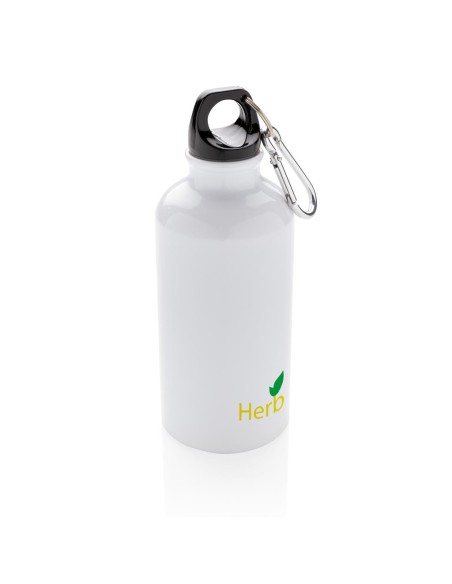 Botella agua de aluminio Kingaroy con mosquetón sin BPA 400ml PERSONALIZABLE