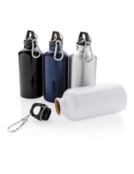 Botella agua de aluminio Kingaroy con mosquetón sin BPA 400ml PERSONALIZABLE