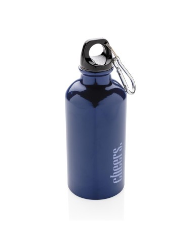 Botella agua de aluminio Kingaroy con mosquetón sin BPA 400ml PERSONALIZABLE