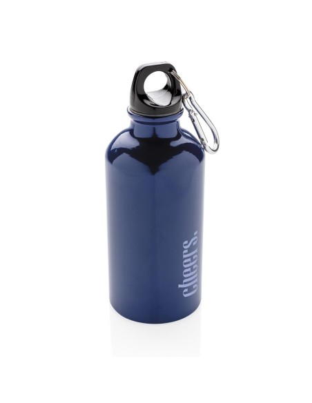 Botella agua de aluminio Kingaroy con mosquetón sin BPA 400ml PERSONALIZABLE