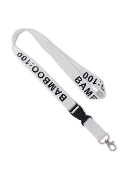 Lanyard de bambú Osijek con mosquetón metálico PERSONALIZABLE