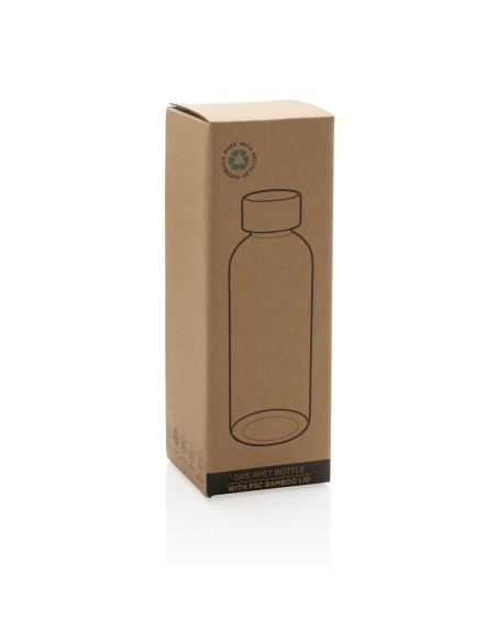 Botella agua reutilizable RPET Wollongong sin BPA con tapa bambú 660ml PERSONALIZABLE