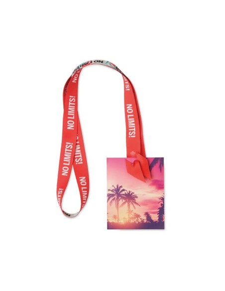 Lanyard de RPET Ostrava especial sublimación sin mosquetón metálico diseño patentado PERSONALIZABLE