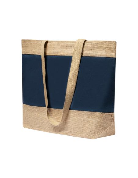 Bolsa Málaga de yute y algodón laminado con asas largas colores PERSONALIZABLE
