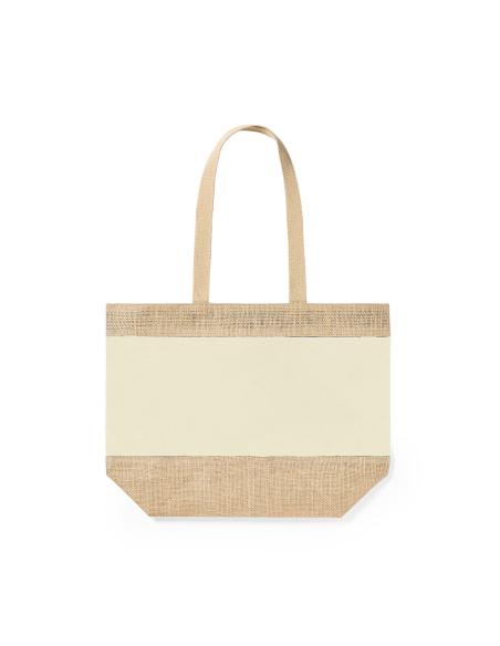 Bolsa Málaga de yute y algodón laminado con asas largas colores PERSONALIZABLE