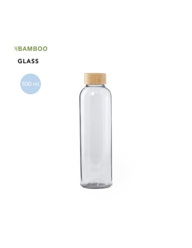 Botella de cristal Girona con tapa de bambú sin BPA 500ml PERSONALIZABLE