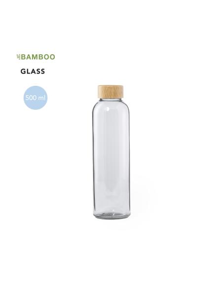 Botella de cristal Girona con tapa de bambú sin BPA 500ml PERSONALIZABLE