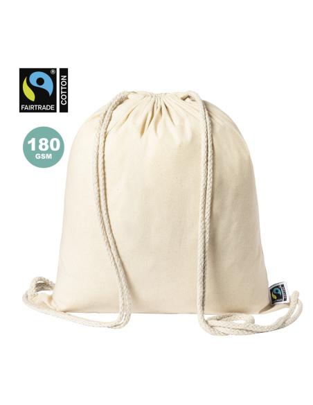 Bolsa de tela Nova algodón con cuerdas 180g/m2 natur Fair Trade PERSONALIZABLE