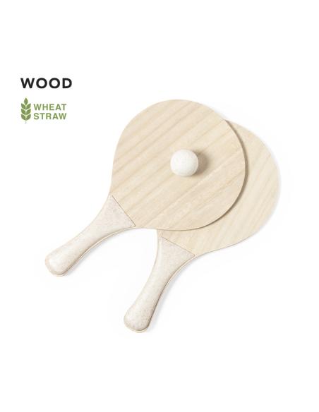 Set de 2 palas de playa de madera Bursa con mango reforzado en caña de trigo PERSONALIZABLE
