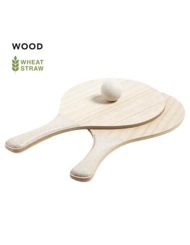 Set de 2 palas de playa de madera Bursa con mango reforzado en caña de trigo PERSONALIZABLE