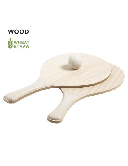 Set de 2 palas de playa de madera Bursa con mango reforzado en caña de trigo PERSONALIZABLE