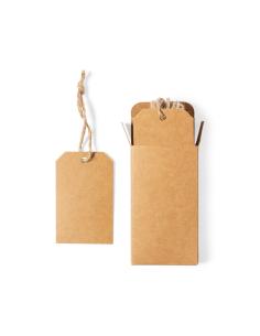 Set de 10 etiquetas de presentación de cartón reciclado Malta con cordón de yute PERSONALIZABLES