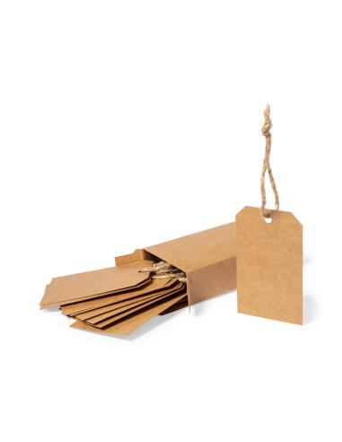 Set de 10 etiquetas de presentación de cartón reciclado Malta con cordón de yute PERSONALIZABLES