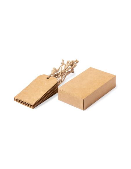 Set de 10 etiquetas de presentación de cartón reciclado Malta con cordón de yute PERSONALIZABLES
