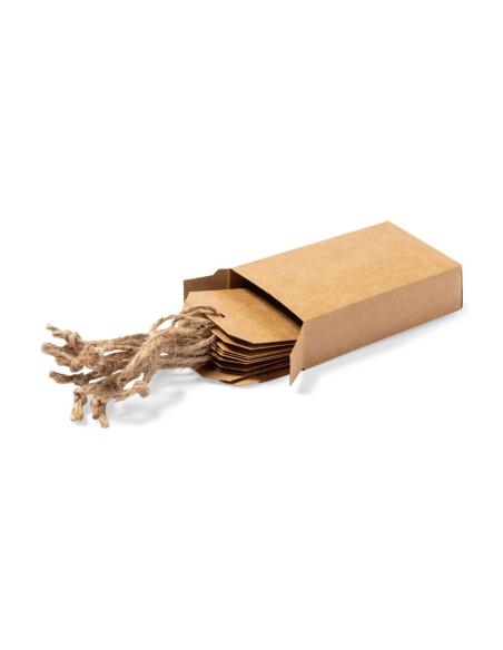 Set de 10 etiquetas de presentación de cartón reciclado Malta con cordón de yute PERSONALIZABLES