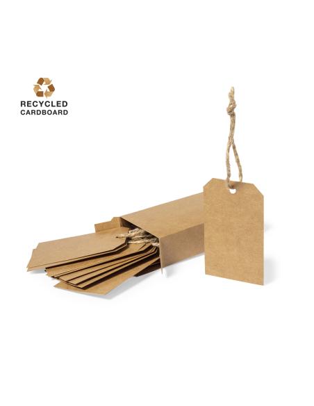 Set de 10 etiquetas de presentación de cartón reciclado Malta con cordón de yute PERSONALIZABLES