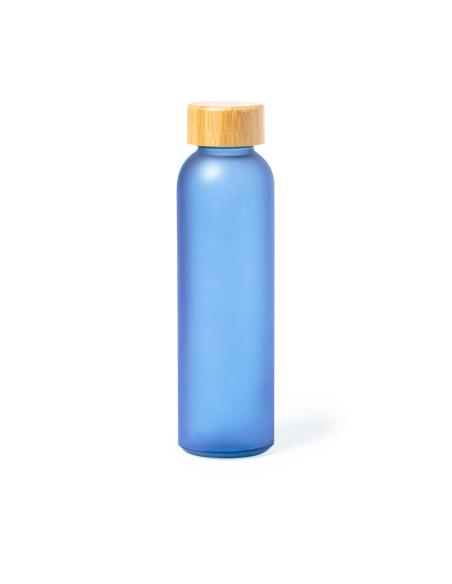 Botella de cristal esmerilado Bandung con tapa de bambú sin BPA colores 500ml PERSONALIZABLE