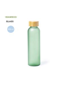 Botella de cristal esmerilado Bandung con tapa de bambú sin BPA colores 500ml PERSONALIZABLE 2