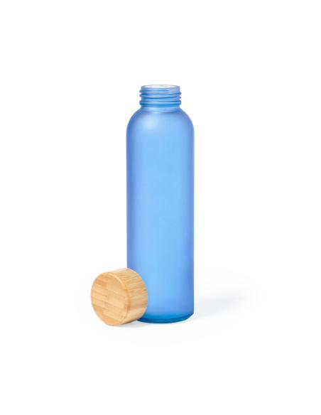 Botella de cristal esmerilado Bandung con tapa de bambú sin BPA colores 500ml PERSONALIZABLE