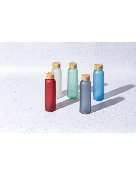 Botella de cristal esmerilado Bandung con tapa de bambú sin BPA colores 500ml PERSONALIZABLE
