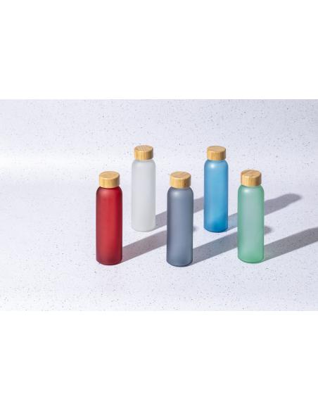 Botella de cristal esmerilado Bandung con tapa de bambú sin BPA colores 500ml PERSONALIZABLE