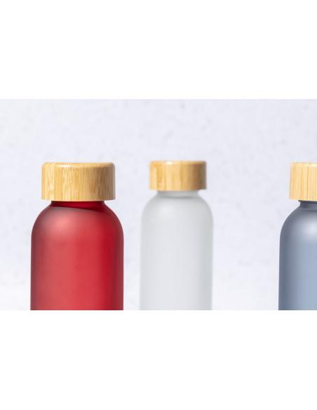 Botella de cristal esmerilado Bandung con tapa de bambú sin BPA colores 500ml PERSONALIZABLE