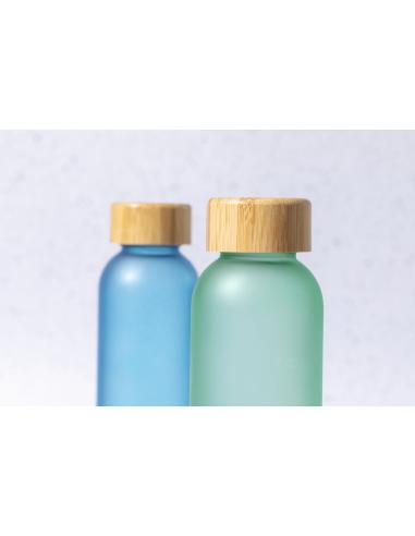 Botella de cristal esmerilado Bandung con tapa de bambú sin BPA colores 500ml PERSONALIZABLE