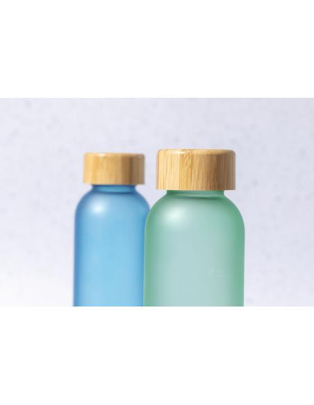 Botella de cristal esmerilado Bandung con tapa de bambú sin BPA colores 500ml PERSONALIZABLE