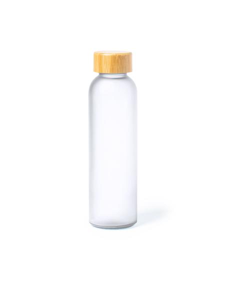 Botella de cristal esmerilado Bandung con tapa de bambú sin BPA colores 500ml PERSONALIZABLE