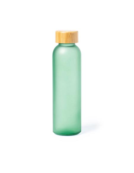 Botella de cristal esmerilado Bandung con tapa de bambú sin BPA colores 500ml PERSONALIZABLE