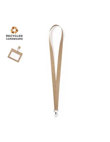 Lanyard de cartón reciclado Townsville con mosquetón metálico PERSONALIZABLE
