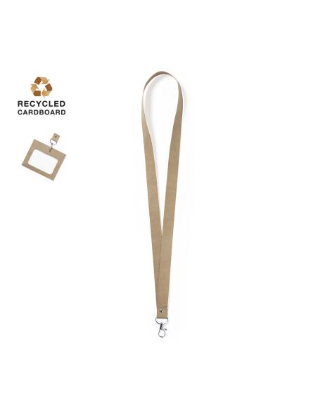 Lanyard de cartón reciclado Townsville con mosquetón metálico PERSONALIZABLE