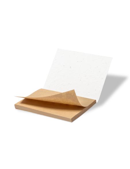 Bloc de notas auto-adhesivas Alexandria de papel kraft con cubierta en papel semillas PERSONALIZABLE