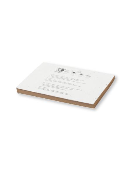 Bloc de notas auto-adhesivas Alexandria de papel kraft con cubierta en papel semillas PERSONALIZABLE
