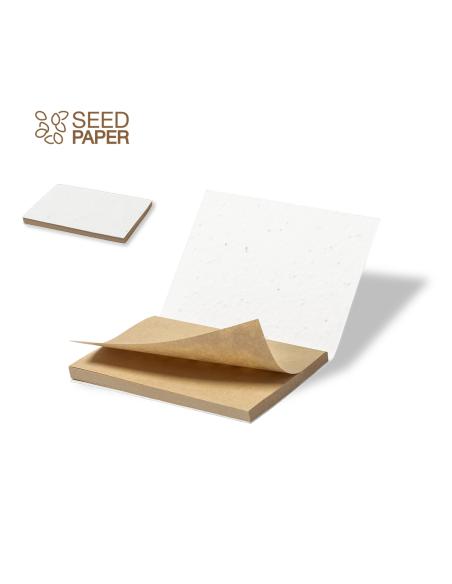 Bloc de notas auto-adhesivas Alexandria de papel kraft con cubierta en papel semillas PERSONALIZABLE