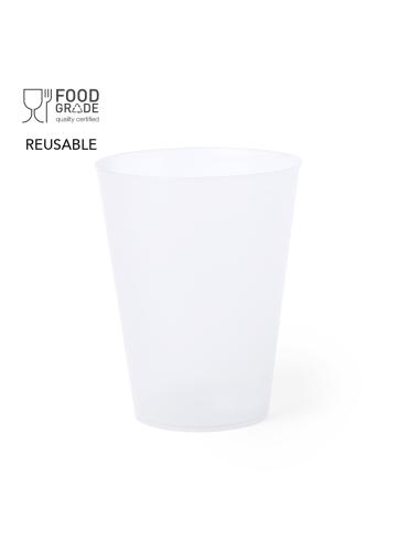 Vaso de PP Indore reutilizable con acabado translúcido flexible 500ml PERSONALIZABLE