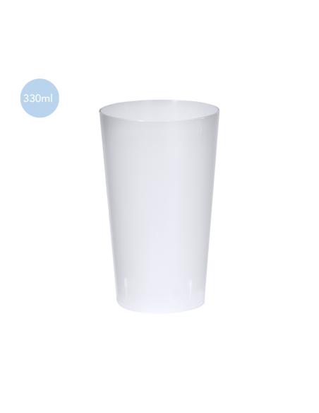 Vaso de PP reutilizable Bangui con acabado translúcido 330ml PERSONALIZABLE
