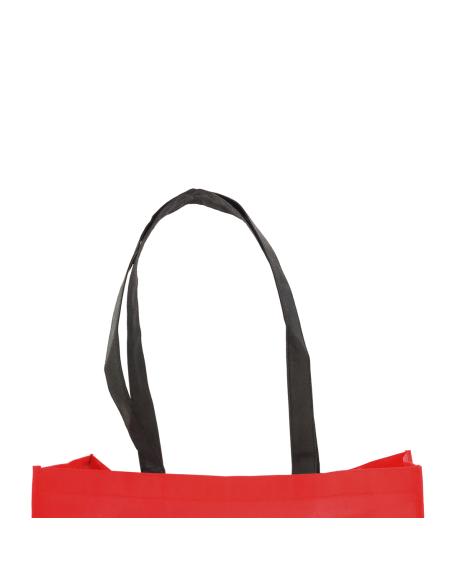 Bolsa Hervey de non-woven 100g/m2 asas largas negras y fuelle varios colores PERSONALIZABLE
