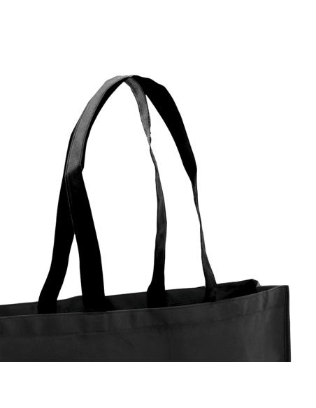 Bolsa Hervey de non-woven 100g/m2 asas largas negras y fuelle varios colores PERSONALIZABLE