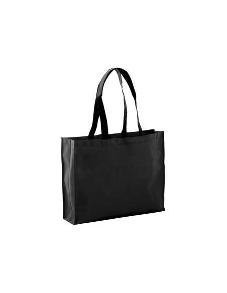 Bolsa Hervey de non-woven 100g/m2 asas largas negras y fuelle varios colores PERSONALIZABLE